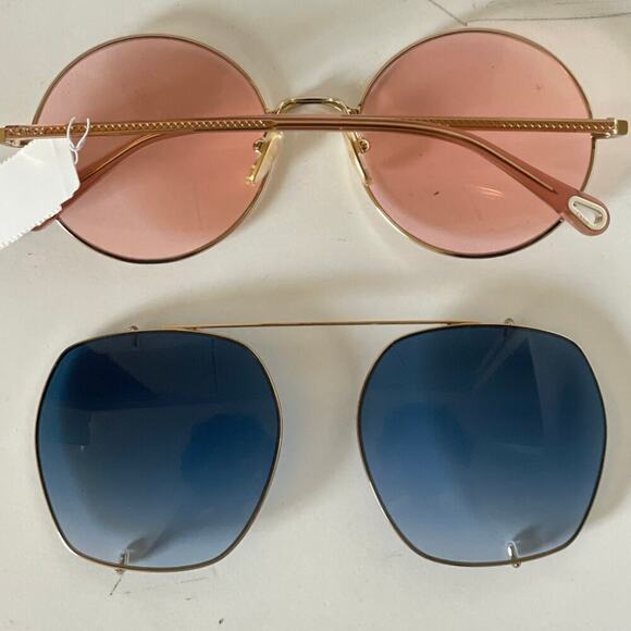 NWT Chloe Convertible Pink and Blue 56mm Round Sunglasses • Boho Glam ⬇️ - Picture 3 of 3
